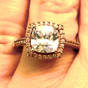 Women’s Silver/Gold Tone Cubic Zirconium Brass/Rhodium Plated Ring Size 9